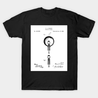 Edison Bulb Patent - Maker Workshop Home Decor Art - White T-Shirt